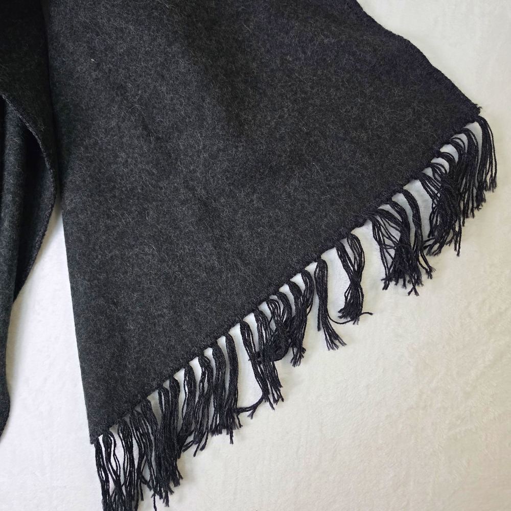 Women's Solid Dark Gray Rectangle Scarf with Fringe 60 x 21 in Wrap Warm Wool